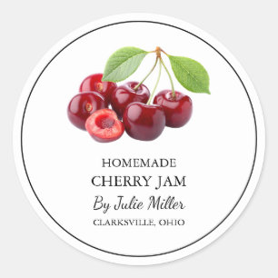 Einfaches, hausgemachtes Cherry-Jam-Label Runder Aufkleber