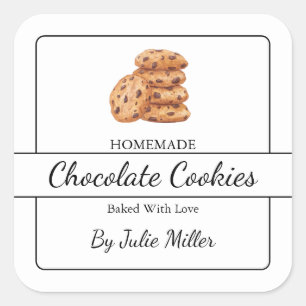 Einfaches hausgemachtes Cookie Square Label Quadratischer Aufkleber
