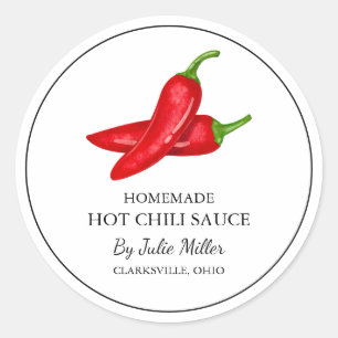 Einfaches hausgemachtes Hot Chili Sauce Label Runder Aufkleber
