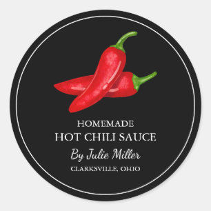 Einfaches hausgemachtes Hot Chili Sauce Label Runder Aufkleber