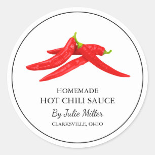 Einfaches hausgemachtes Hot Chili Sauce Label Runder Aufkleber