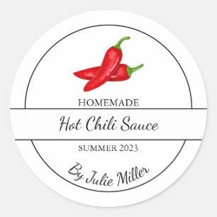 Einfaches hausgemachtes Hot Chili Sauce Label Runder Aufkleber