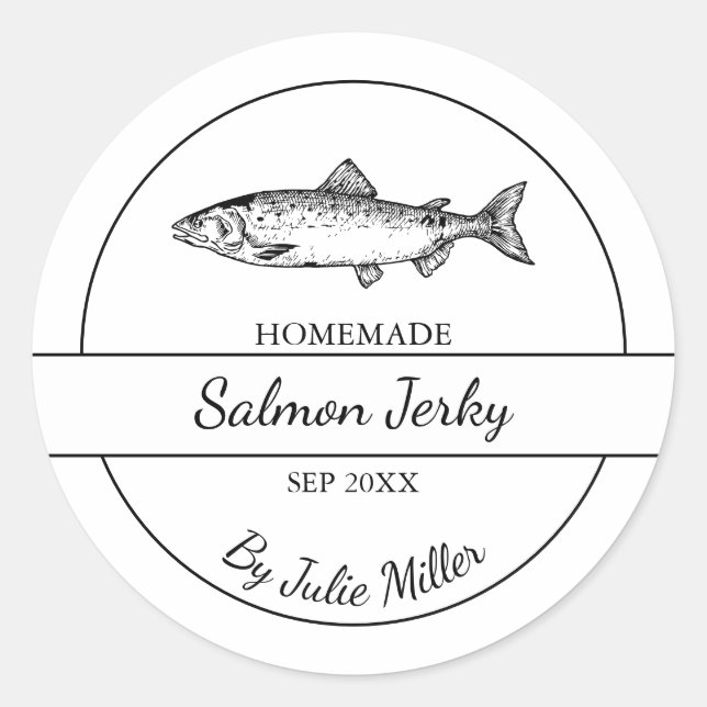 Einfaches hausgemachtes Lachs-Jerky-Label Runder Aufkleber (Vorderseite)