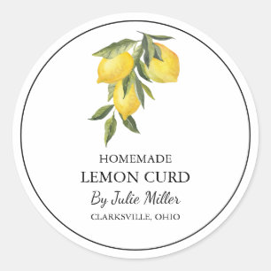 Einfaches hausgemachtes Lemon Curd Label Runder Aufkleber