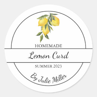Einfaches hausgemachtes Lemon Curd Label Runder Aufkleber