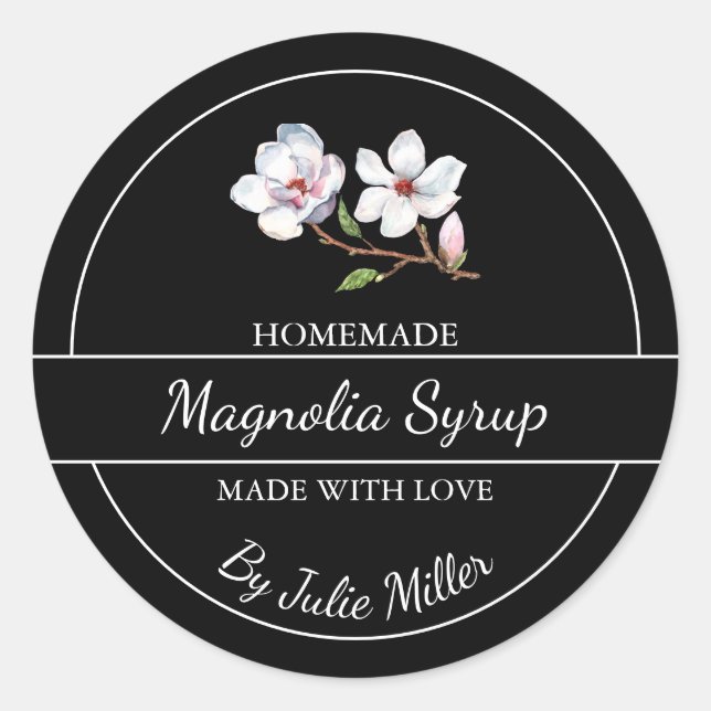 Einfaches hausgemachtes Magnolia Sirup Label Runder Aufkleber (Vorderseite)