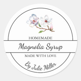 Einfaches hausgemachtes Magnolia Sirup Label Runder Aufkleber