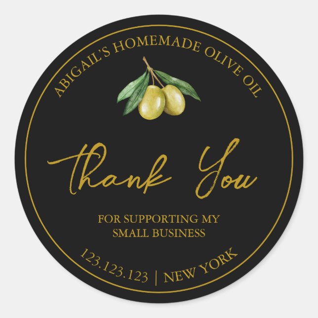 Einfaches, hausgemachtes Olivenöl-Gütezeichen Runder Aufkleber (Vorderseite)