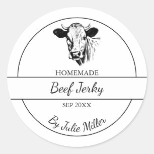 Einfaches hausgemachtes Rindfleisch-Jerky-Label Runder Aufkleber