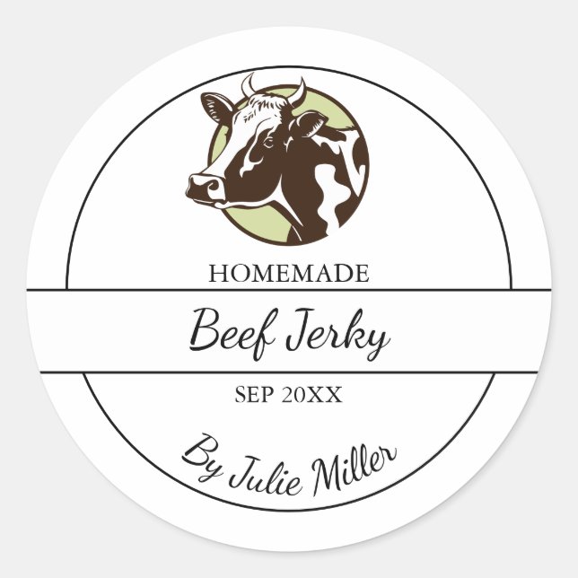 Einfaches hausgemachtes Rindfleisch-Jerky-Label Runder Aufkleber (Vorderseite)