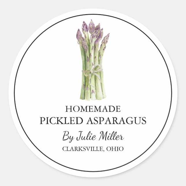 Einfaches hausgemachtes Spargel-Label Runder Aufkleber (Vorderseite)