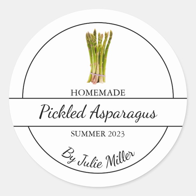 Einfaches hausgemachtes Spargel-Label Runder Aufkleber (Vorderseite)