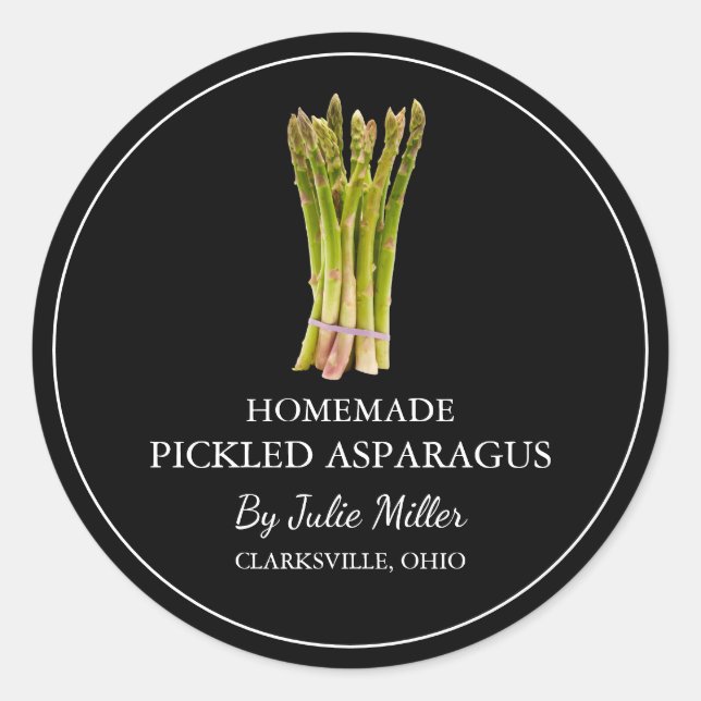 Einfaches hausgemachtes Spargel-Label Runder Aufkleber (Vorderseite)