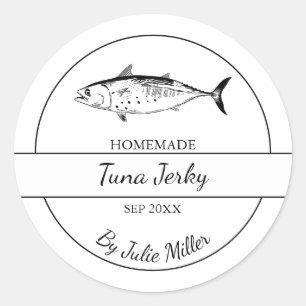 Einfaches hausgemachtes Thunfisch-Jerky-Label Runder Aufkleber