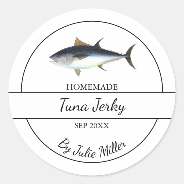 Einfaches hausgemachtes Thunfisch-Jerky-Label Runder Aufkleber (Vorderseite)