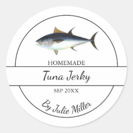 Einfaches hausgemachtes Thunfisch-Jerky-Label Runder Aufkleber