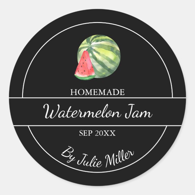 Einfaches hausgemachtes Wassermelone-Marmelade-Lab Runder Aufkleber (Vorderseite)