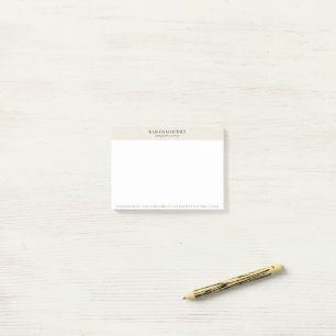 Einfaches hellbeiges Leinen mit schwarzer Typograf Post-it Klebezettel