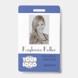 Einfaches hellblaues Logo-Barcode-ID-Foto Abteilun Ausweis