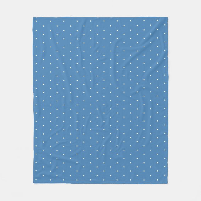 Einfaches, helles Blau und Cream Polka Dot Muster Fleecedecke (Vorderseite)