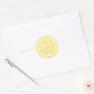 Einfaches hellgoldgelbes Monogramm Runder Aufkleber