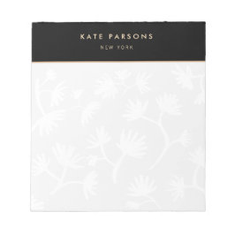 Einfaches, hellgraues, florales Designer Notepad Notizblock