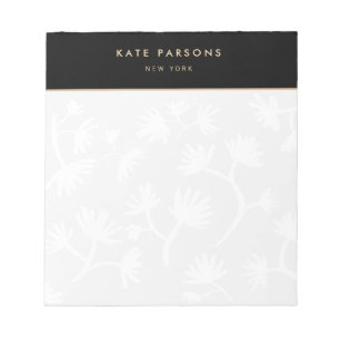 Einfaches, hellgraues, florales Designer Notepad Notizblock