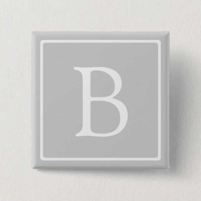 Einfaches hellgraues Monogramm Button (Vorderseite)