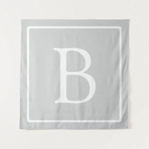 Einfaches hellgraues Monogramm Wandteppich