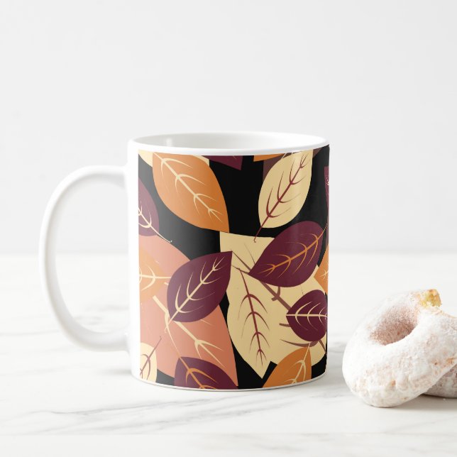 Einfaches Herbstlassen dunkel Kaffeetasse (Mit Donut)