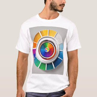 Einfaches herkömmliches Farbrad auf schwarzem Hint T-Shirt