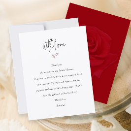 Einfaches Herz-Brautparty Dankeschön Message Card Dankeskarte