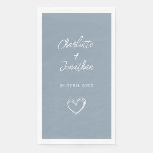 Einfaches Herz Custom Dusty Blue Wedding Paper Gas Serviette