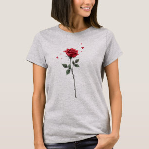 Einfaches Herz der Rote Rose - Der elegante Valent T-Shirt