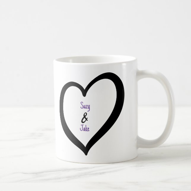 Einfaches Herz der Valentine Monogram Kaffeetasse (Rechts)
