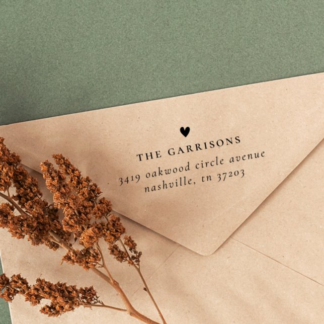 Einfaches Herz | Familienname und Rücksendeadresse Permastempel (Von Creator hochgeladen)