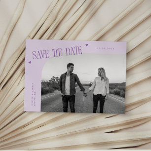 Einfaches Herz Flieder Gebogener Rahmen Foto Save The Date