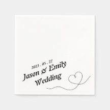 Einfaches Herz mit Namen Hochzeit Napkins
