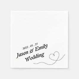 Einfaches Herz mit Namen Hochzeit Napkins Serviette