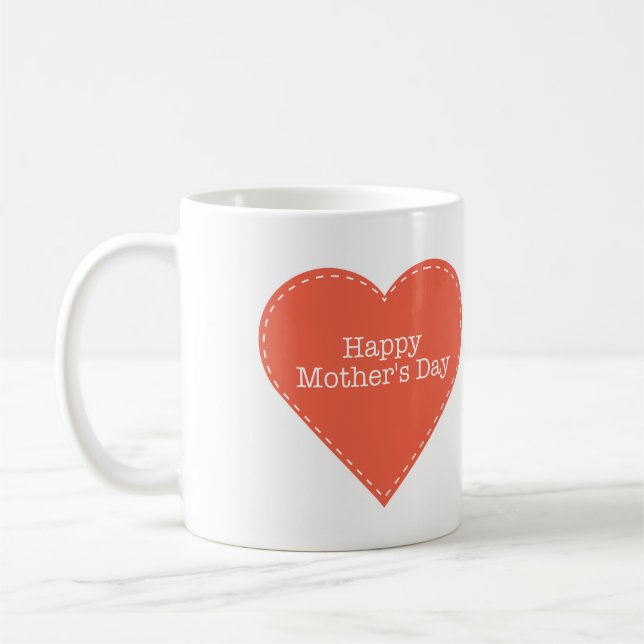 Einfaches Herz mit Text glücklich Muttertag Kaffeetasse (Links)