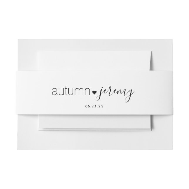 Einfaches Herz Modern Minimal Stilftige Hochzeit Einladungsbanderole (Vorderseite Beispiel)