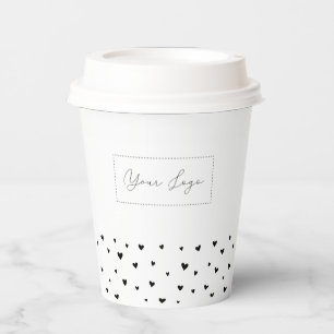 Einfaches Herz Muster Geschäft Logo Custom Papier Pappbecher