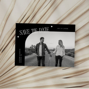 Einfaches Herz Schwarzer gebogener Rahmen Foto Save The Date