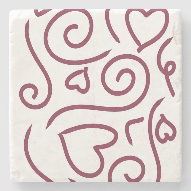 Einfaches Herzmuster Steinuntersetzer (Vorderseite)