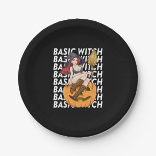 Einfaches Hexen-Halloween-Kostüm Lustig Sarkastisc Pappteller
