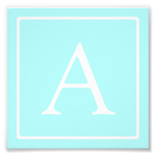 Einfaches Himmelblau-Monogramm Fotodruck