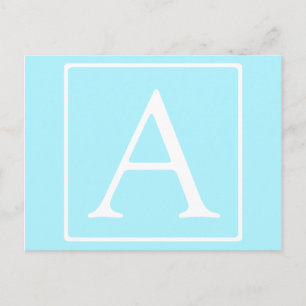 Einfaches Himmelblau-Monogramm Postkarte
