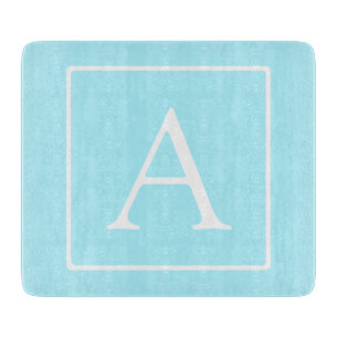 Einfaches Himmelblau-Monogramm Schneidebrett