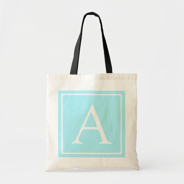 Einfaches Himmelblau-Monogramm Tragetasche (Vorne)