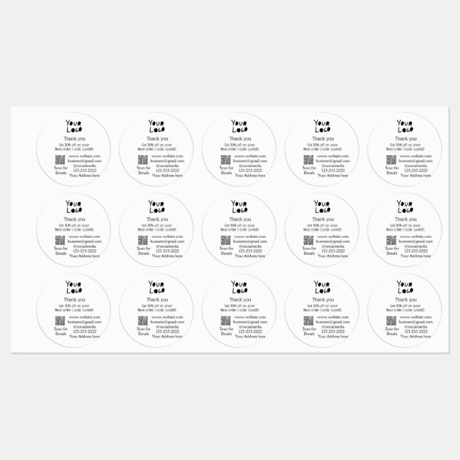 einfaches Hinzufügen von Logo/Design hier Text Q R Etiketten (Blatt)